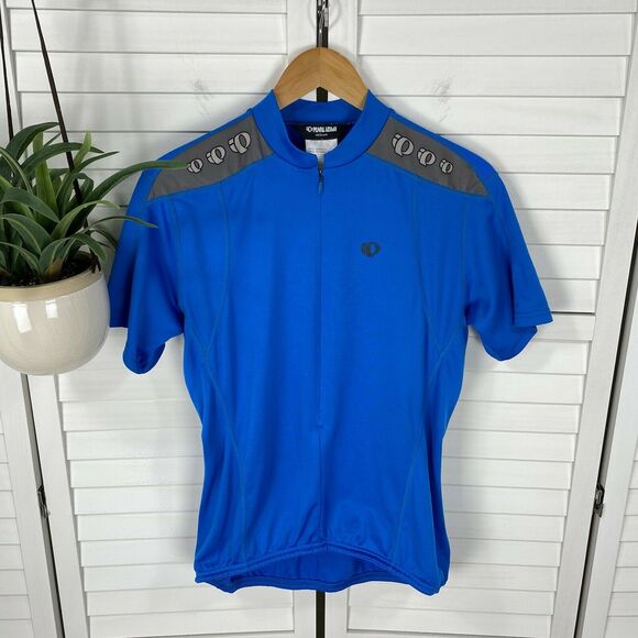 Pearl Izumi Quest Cycling Jersey Top Water Blue 3/4 Zip Three Pockets Men Size M - Picture 1 of 8
